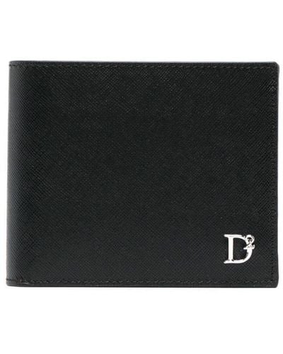 DSquared² Logo-plaque Leather Bi-fold Wallet - Black