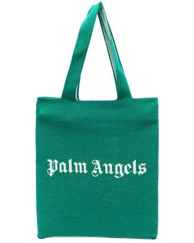 Palm Angels Shopper mit Logo-Print - Grün