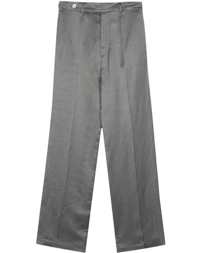 Alysi Slub-texture Tailored Pants - Grey