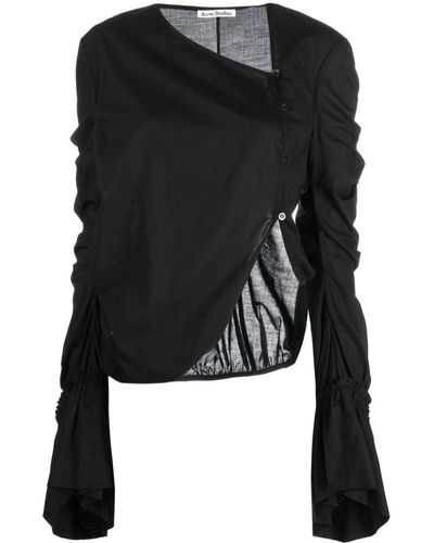 Acne Studios Draped Asymmetric Cotton Blouse - Black