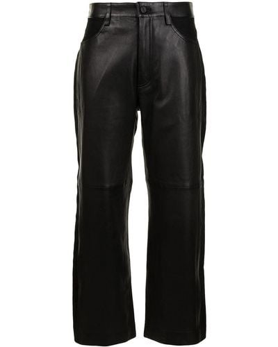Dion Lee Cropped Leather Trousers - Black