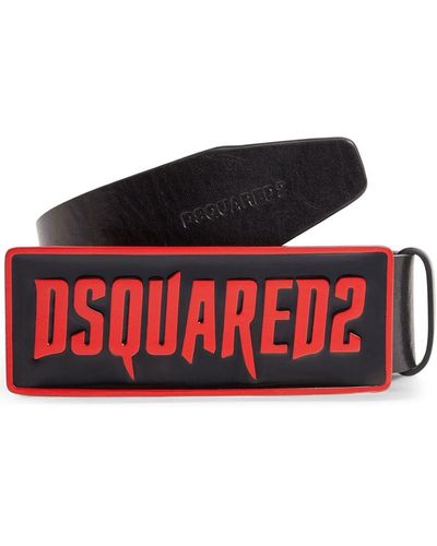 DSquared² Logo-embossed Buckle Leather Belt - Red