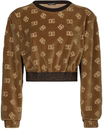 Dolce & Gabbana モノグラム クロップド スウェットシャツ - ブラウン