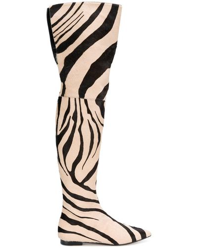 Roberto Cavalli Zebra Print Thigh Boots - Multicolor