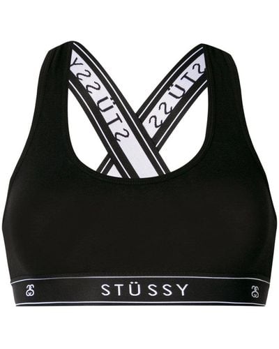 Stussy Logo Elastic Band Sports Bra - Black