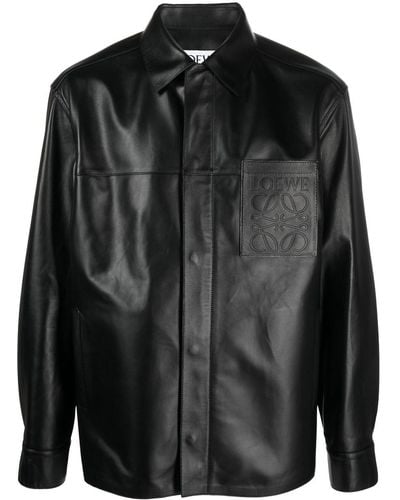 Loewe ロゴエンボス レザーシャツ - ブラック