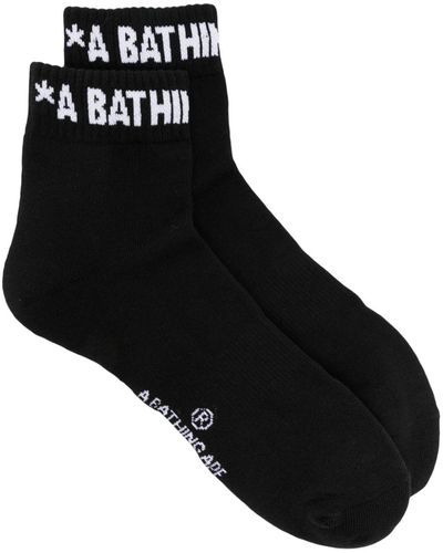 A Bathing Ape ロゴ 靴下 - ブラック