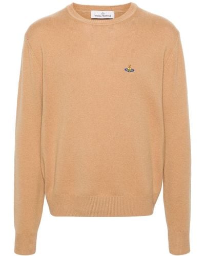 Vivienne Westwood Orb-embroidered Crew-neck Sweater - Natural