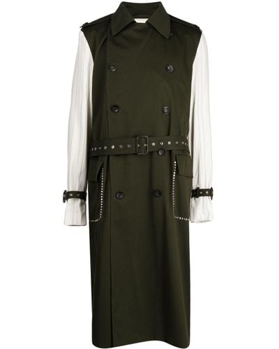 Wales Bonner Echo Panelled Trench Coat - Green