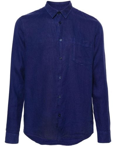Vilebrequin Leinenhemd mit aufgesetzter Tasche - Blau