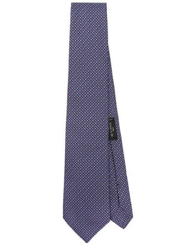 Etro Geometric-pattern Print Silk Tie - Purple