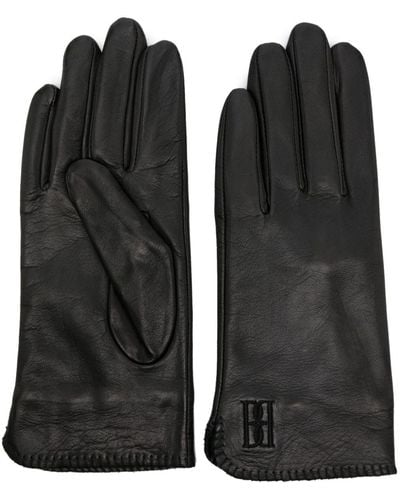 By Malene Birger Ginny Logo-embroidered Leather Gloves - Black
