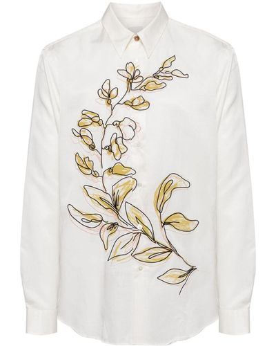 Paul Smith Botanical-print Cotton Shirt - White