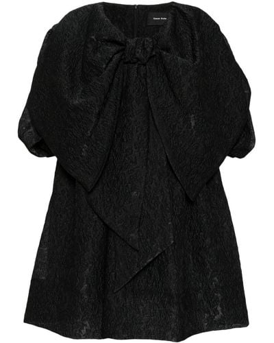 Simone Rocha Vestido fruncido con lazo oversize - Negro