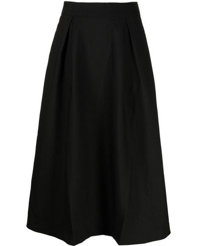 B+ AB Pleated Twill Midi Skirt - Black