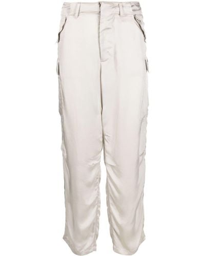 Moschino Logo-embroidered Satin-finish Cargo Pants - White