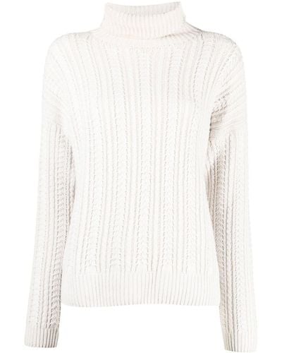 Eleventy Ribbed-knit Roll-neck Sweater - White