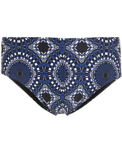 Amir Slama Badehose mit abstraktem Print - Blau