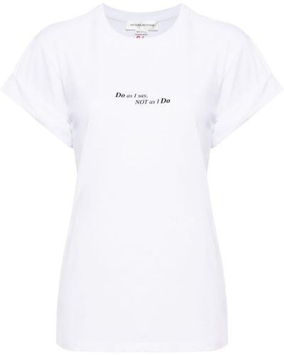 Victoria Beckham Slogan-print Cotton T-shirt - White