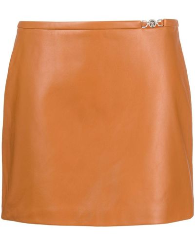 Versace Medusa-embellished Leather Miniskirt - Orange