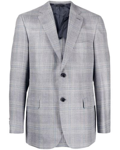Brioni Plaid Check-pattern Blazer - Grey
