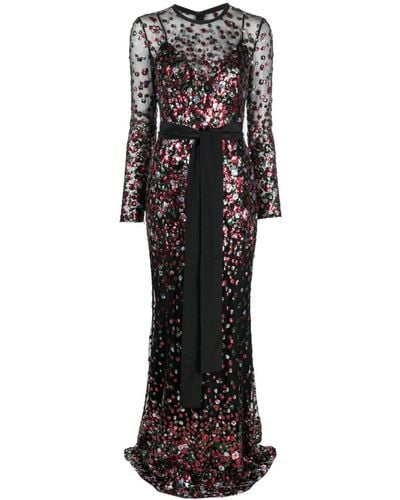 Elie Saab Sequin-embellished Tied-waist Gown - Black