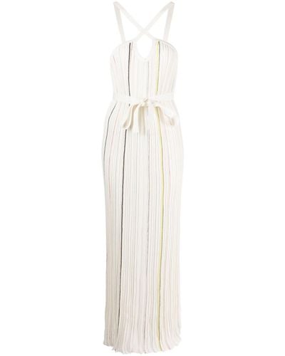 Sonia Rykiel Multicolor Striped Pleated Dress - White