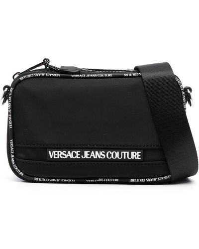 Versace Logo-embossed Messenger Bag - Black