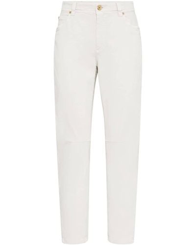 Brunello Cucinelli Halbhohe Tapered-Jeans - Weiß