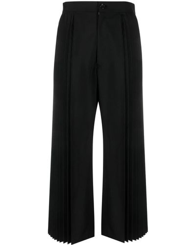 Junya Watanabe Pantalon court à design plissé - Noir