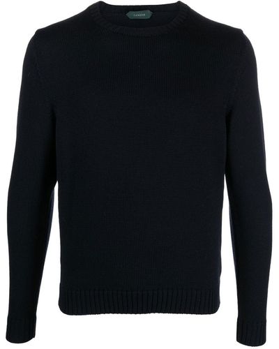 Zanone Crew Neck Pullover Sweater - Black