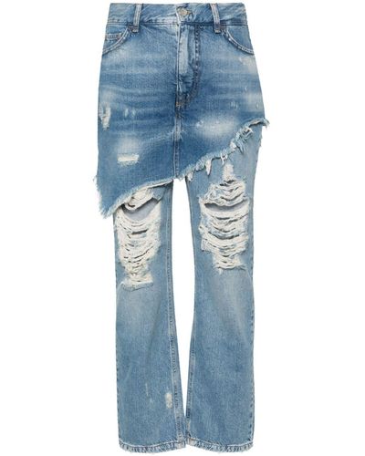 Liu Jo Destroyed-effect Straight-leg Jeans - Blue