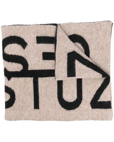 Gestuz Intarsia-logo Scarf - Black