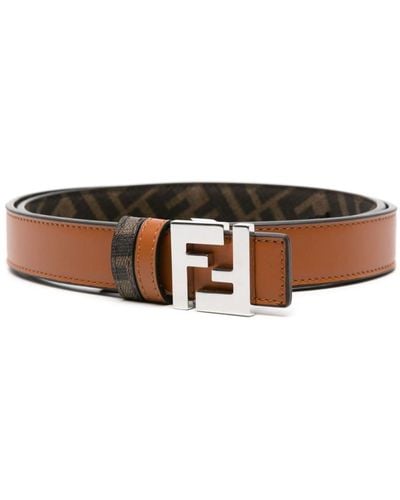 Fendi Omkeerbare Riem Met Ff-logo - Bruin