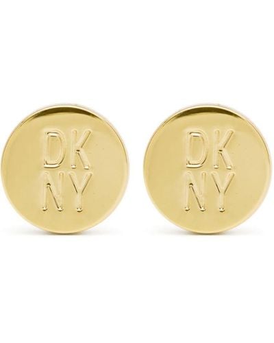 DKNY Logo-engraved Stud Earrings - Natural