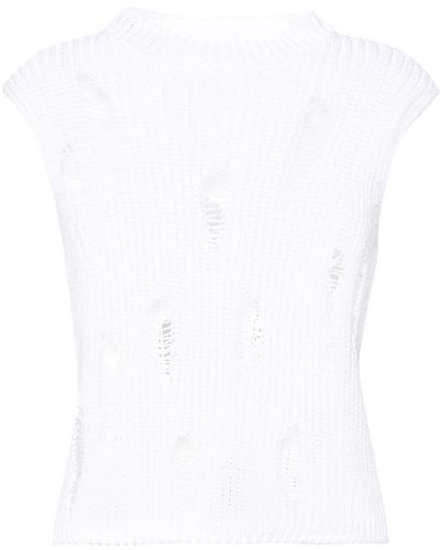 Gauchère Distressed Cotton Vest - White
