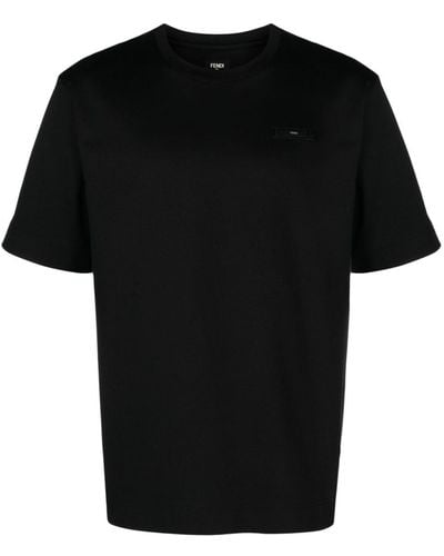 Fendi T-Shirt mit Logo-Patch - Schwarz