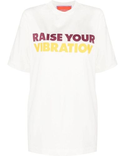 La DoubleJ T-shirt Raise Your Vibrations en coton - Blanc