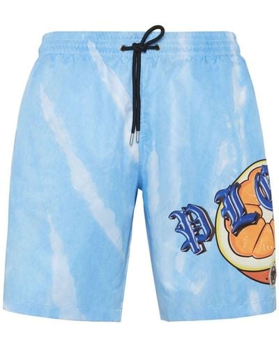 Philipp Plein Tutti Frutti-print Swim Shorts - Blue