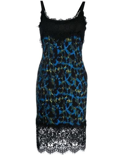 Diane von Furstenberg Leopard Print Lace-trim Midi Dress - Black