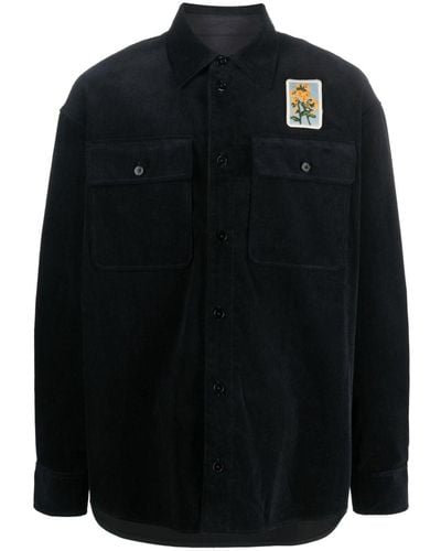 Jil Sander Embroidered Patch Corduroy Shirt - Black