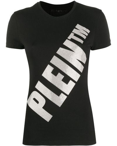 Philipp Plein T-shirt à logo orné de cristal - Noir