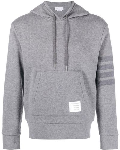 Thom Browne Hoodie Met Streepdetail - Grijs