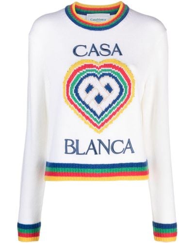 Casablancabrand Intarsien-Pullover mit Herz - Weiß