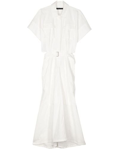 Juun.J Belted Raglan-sleeves Dress - White