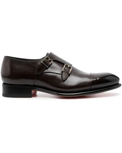 Santoni Calf-leather Monk Shoes - Black