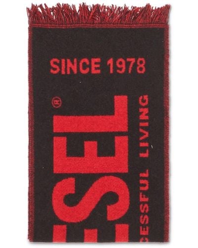 DIESEL Bufanda S-Bisc-New con logo en intarsia - Rojo