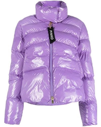 Pinko Quilted Zipped Puffer Jacket - Purple