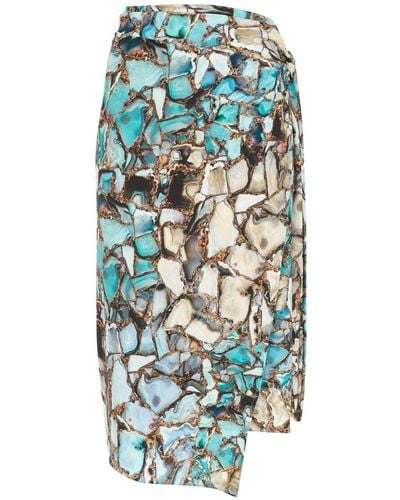 Lygia & Nanny Orixa Marble-print Wrap Skirt - Blue