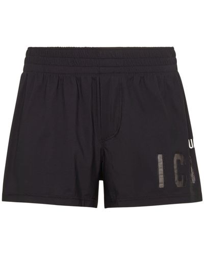 DSquared² Icon-print Swim Shorts - Black